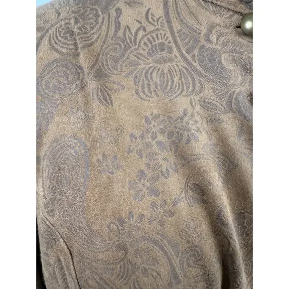 Scully Western Boho Tunic Jacket M/L Brown Paisley Jacquard Button Front Studded - Picture 3 of 8